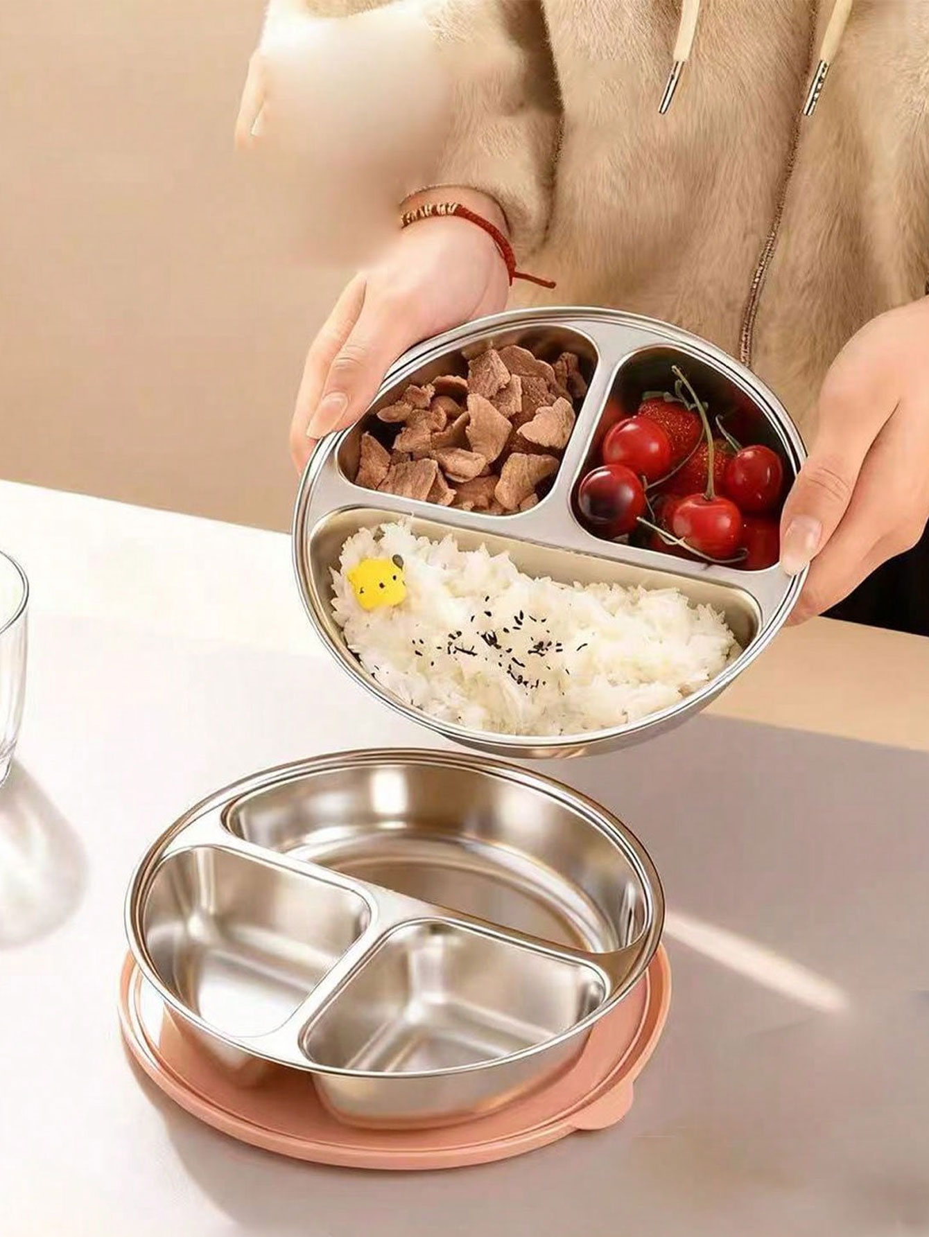 Baby Food Steamer - Three-Compartment Steaming Tray for Baby Food,