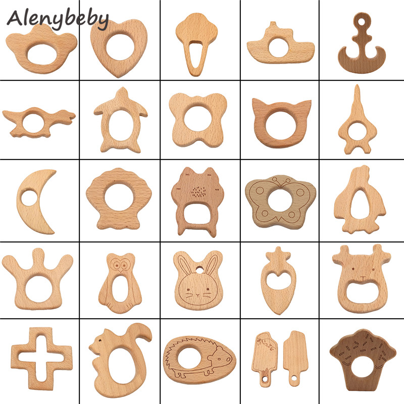 2pc Wood Teether Cartoon DIY W - Baby Food Organic ulasan dan harga