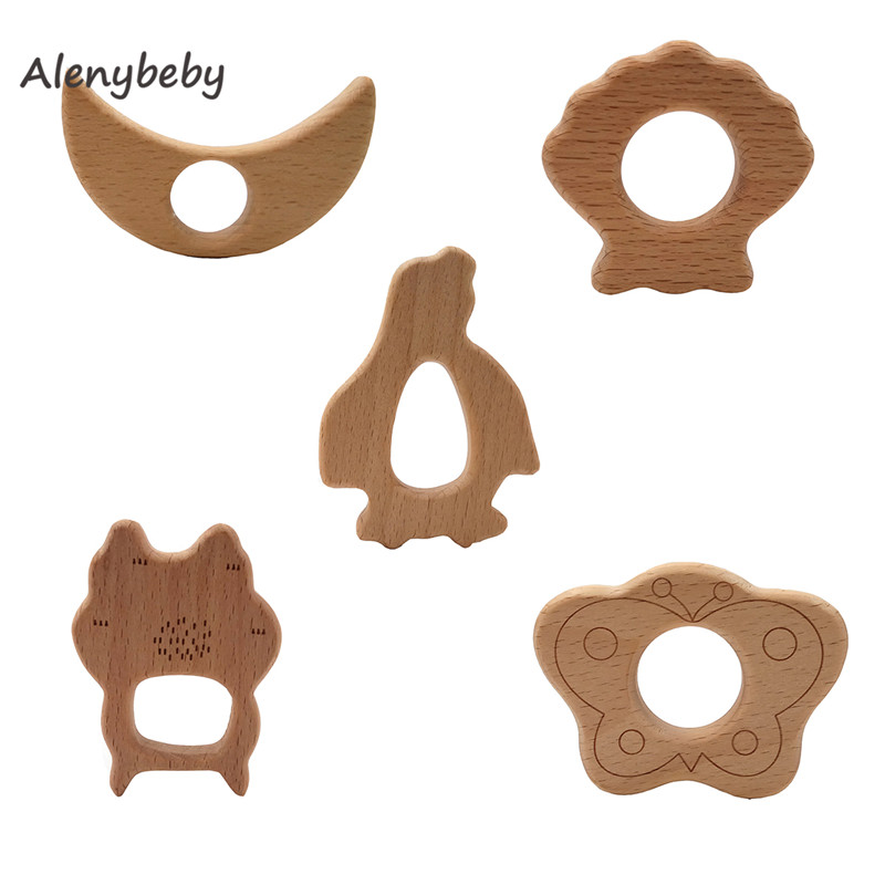 2pc Wood Teether Cartoon DIY W - Baby Food Organic ulasan dan harga